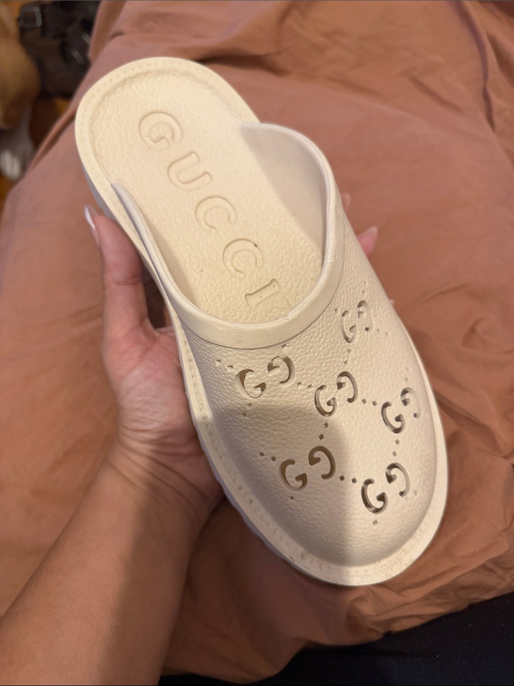 Gucci Rubber Monogram GG Mules - Picture 3 of 4